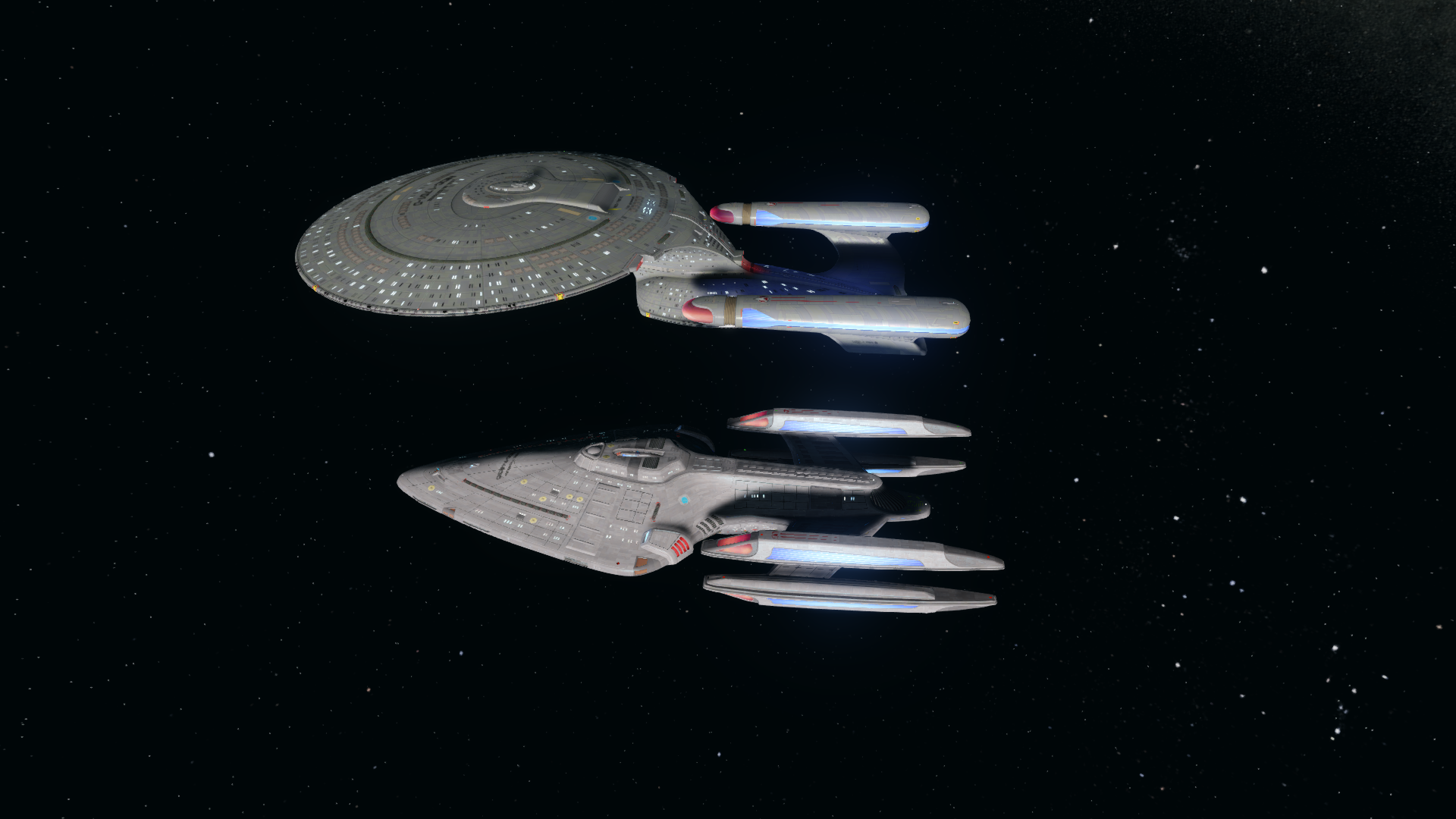 Star Trek Online size comparison of the Typhon and Enterprise-D